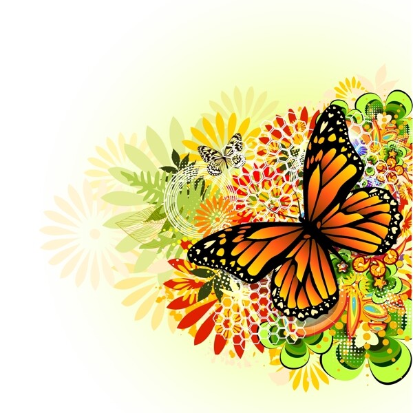 蝴蝶花卉设计背景