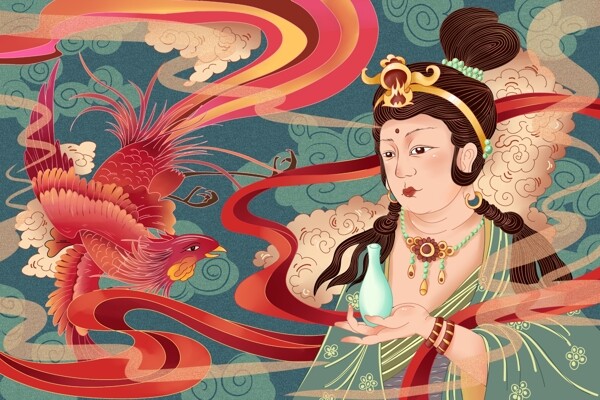 敦煌壁画传统复古背景海报素材图片