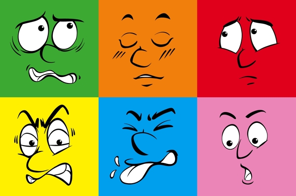 多彩背景下的六种人类情感