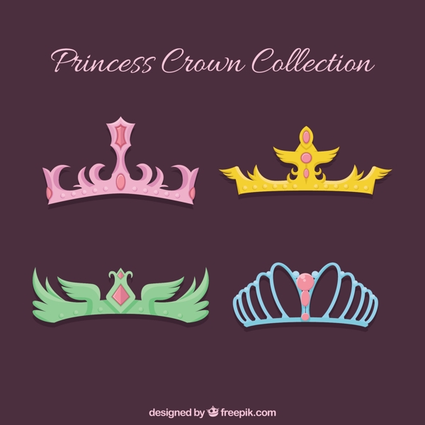 不同颜色设计的公主冠图标