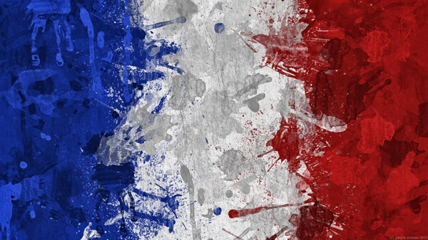 复古涂鸦法国国旗