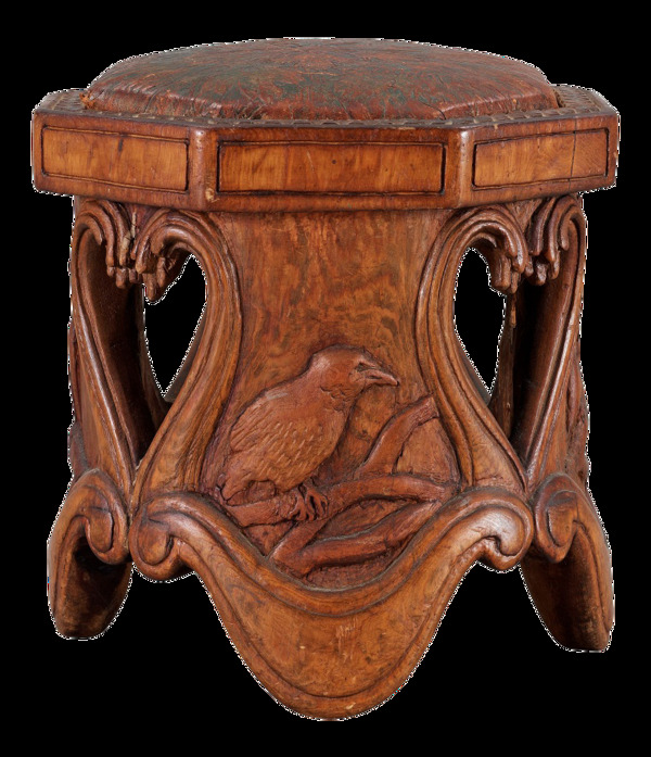 古代实木雕花板凳实物PNG