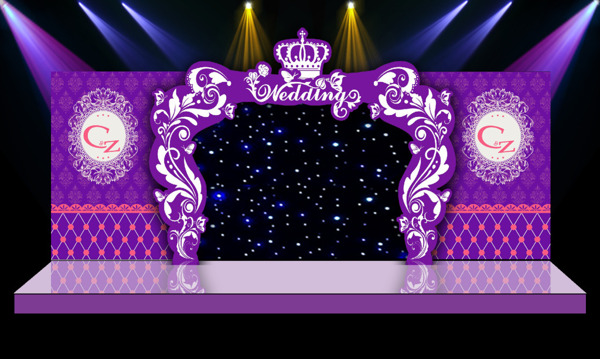 紫色舞台迎宾区背景
