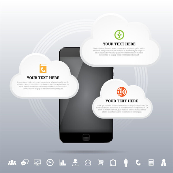 智能手机与云朵图片