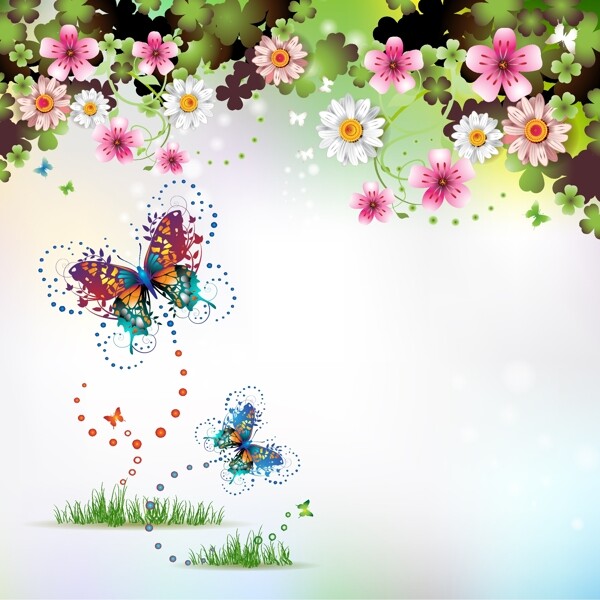 时尚花卉花纹蝴蝶背景图片