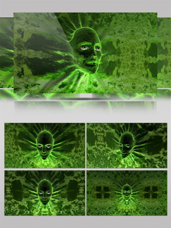 绿色骷髅人脸高清视频素材