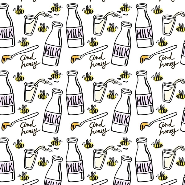 牛奶和蜜蜂背景图片