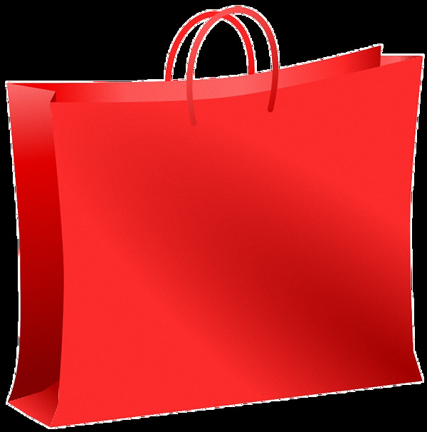 手绘红色购物袋免抠png透明图层素材