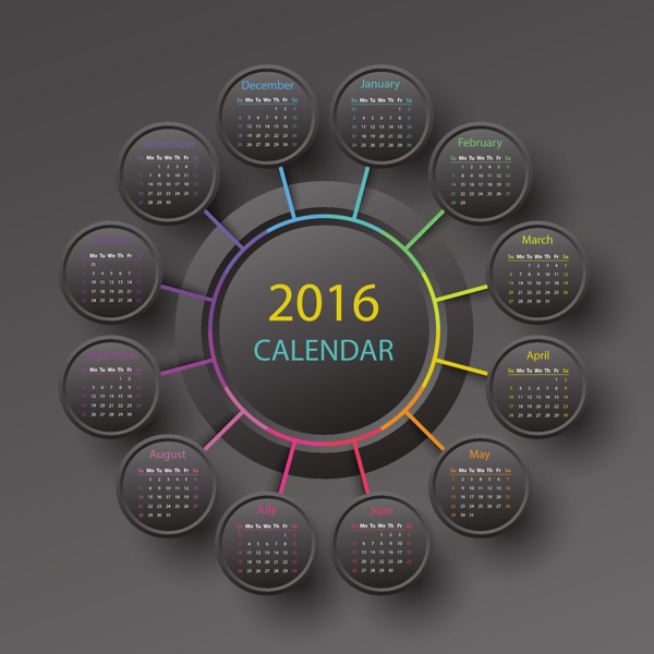 2016创意日历设计图片
