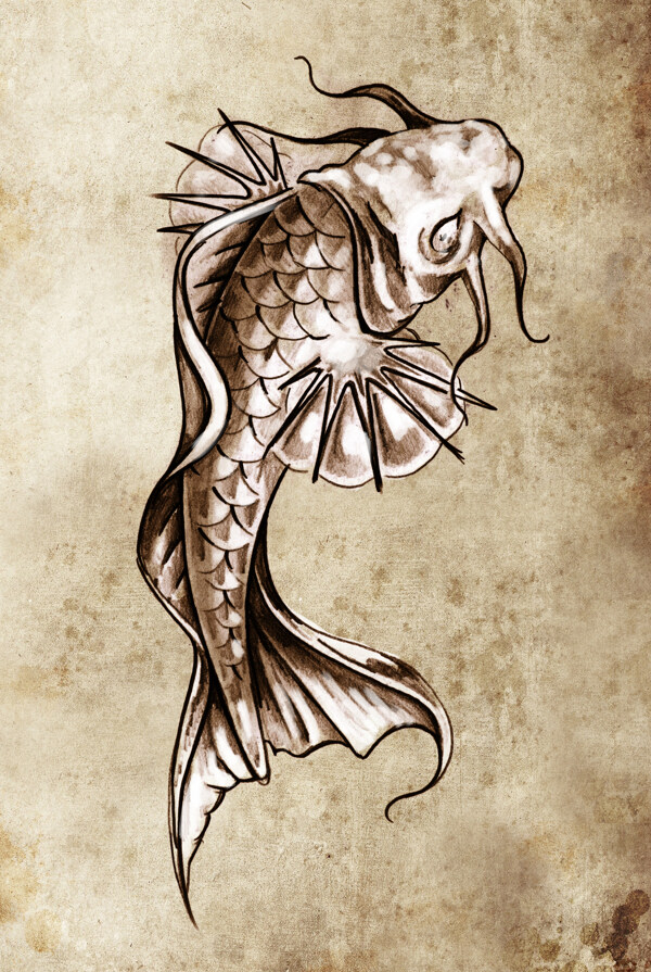 鱼形纹身图案