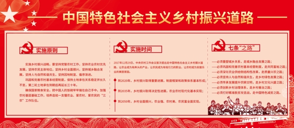 红色中国特色乡村振兴展板设计