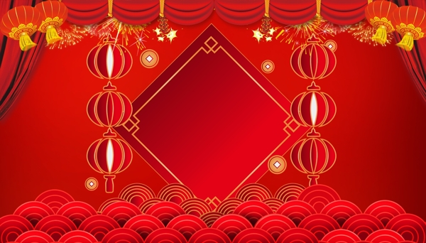 中国红新年背景图片