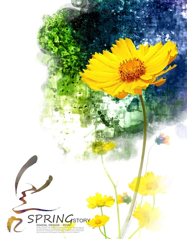 美丽黄色花朵插画