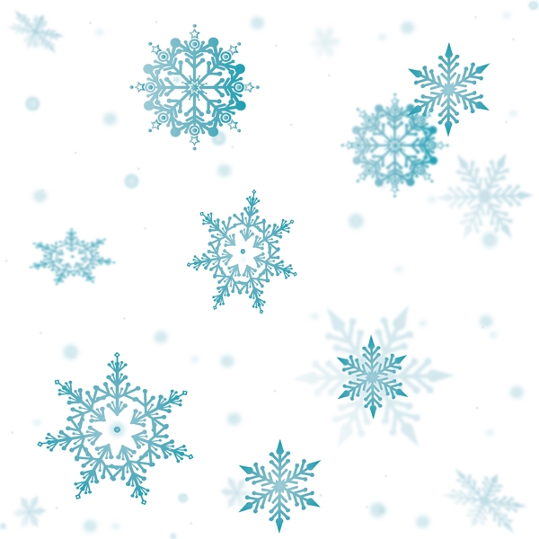 手绘冬天蓝色漂浮雪花下雪飘雪可商用元素