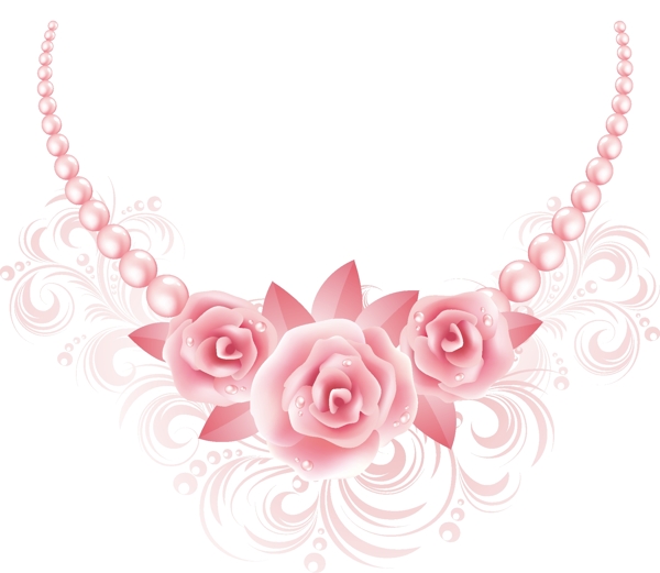 浪漫粉色玫瑰项链元素