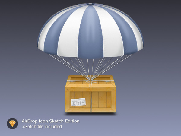 包裹空投降落伞图标sketch素材
