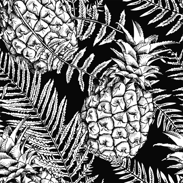 素描菠萝无缝背景图片