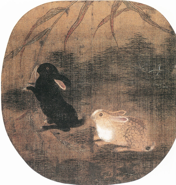 中国花鸟画名家作品书画真迹双兔图