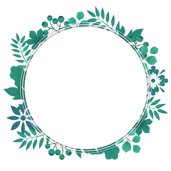 圆形绿色植物边框