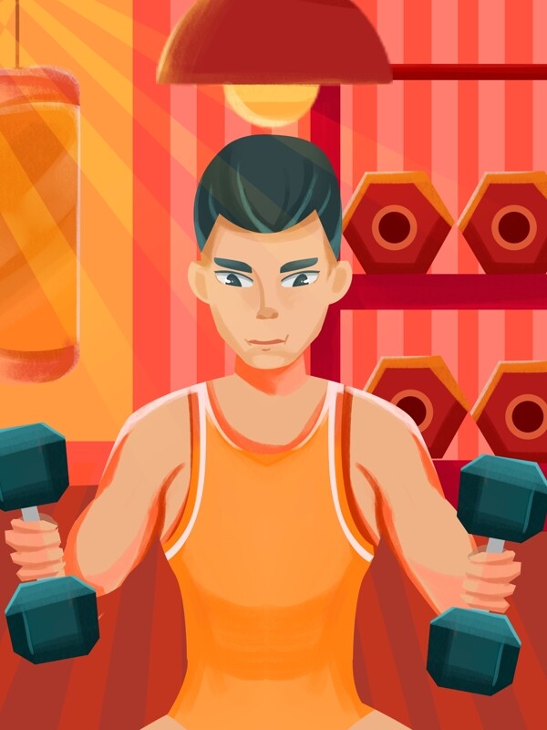 小清新肌理风健身海报背景配图健身男子