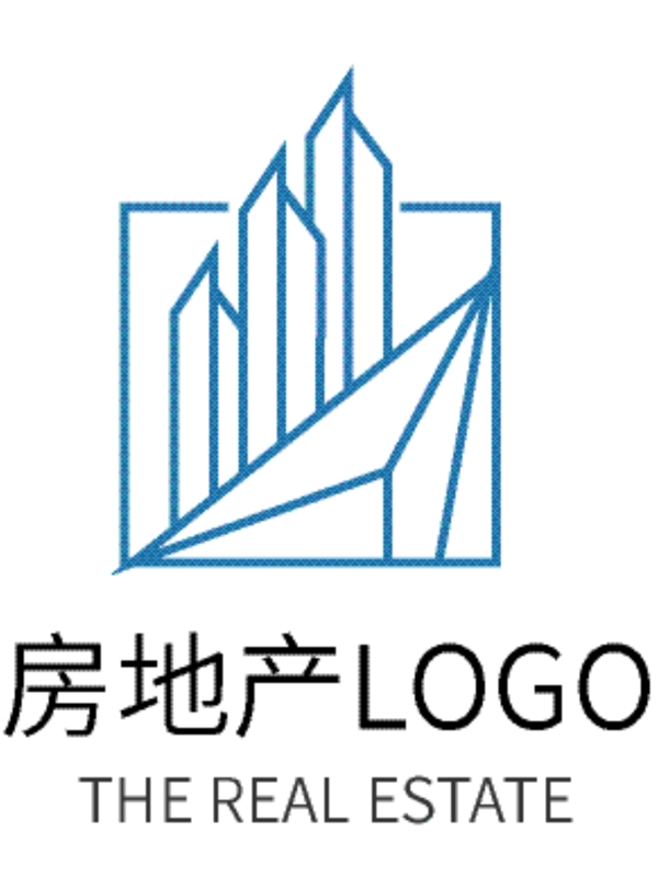 蓝色简约线条房地产商务企业logo