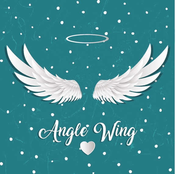 天使白色翅膀心形图标背景
