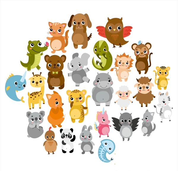 可爱小动物主题插画设计