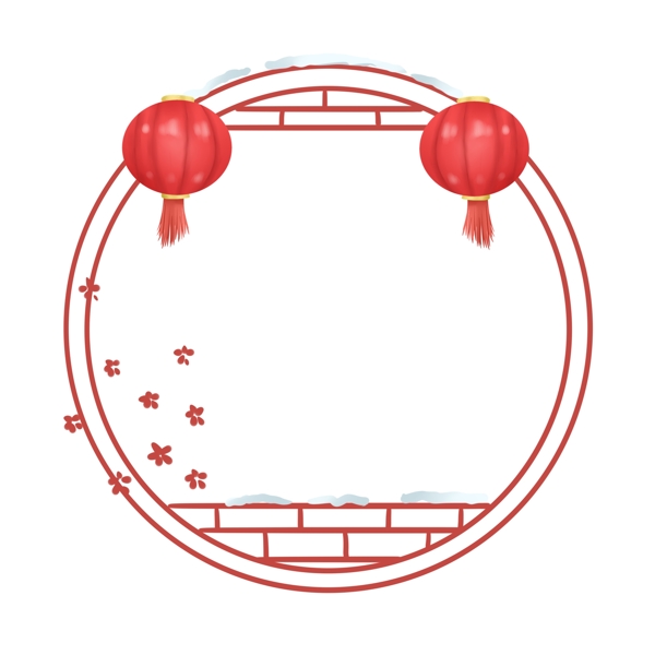 新年圆形梅花边框