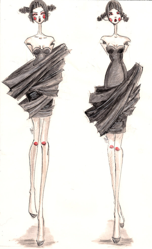2款时尚连衣裙设计图