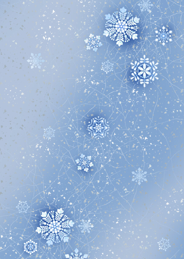 蓝色唯美雪花背景图