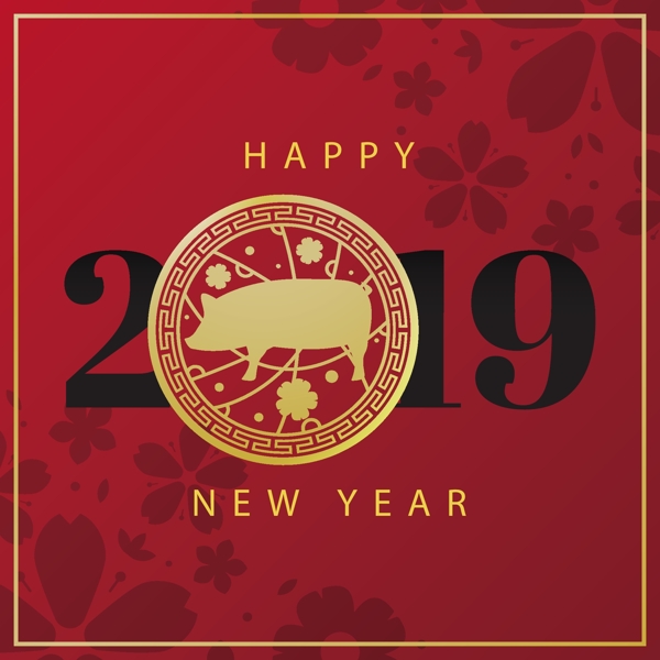 红金相间的中国新年2019海报