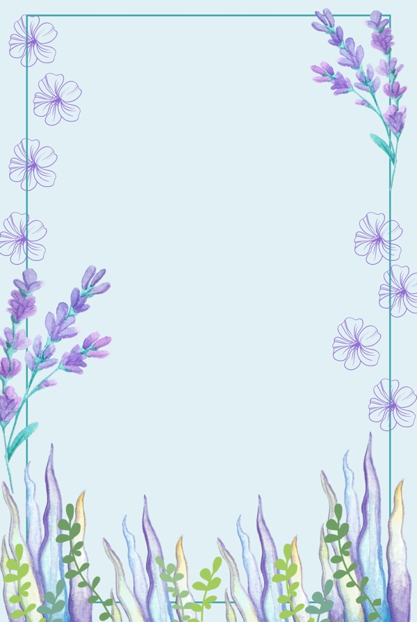 小清新紫色紫罗兰花边边框背景