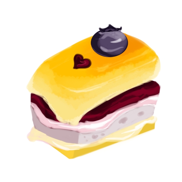 黄色的爱情蛋糕插画