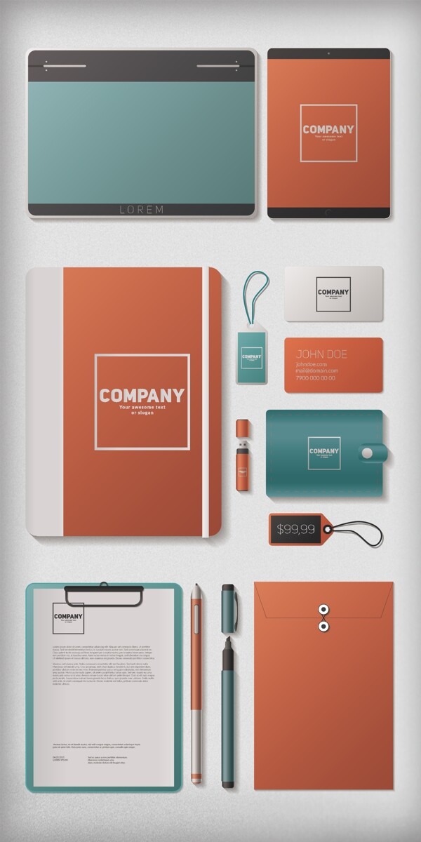 创意时尚纯色字母vi设计企业vi模板