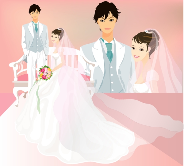 韩国甜美的婚姻矢量素材图片