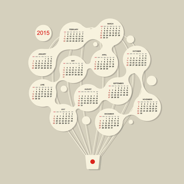 2015热气球年历矢量图