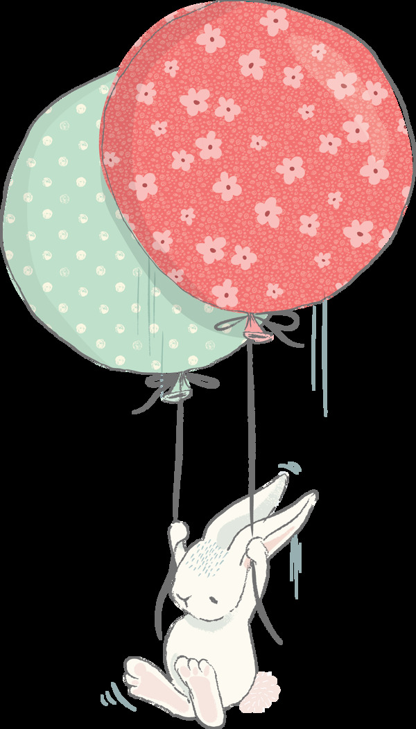 花纹兔子气球元素