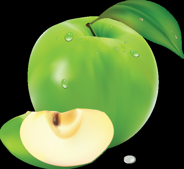 漂亮绿色苹果图片免抠png透明图层素材