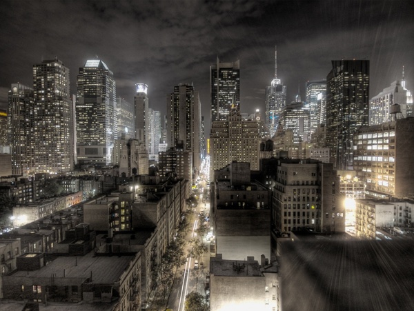 纽约市背景的夜灯