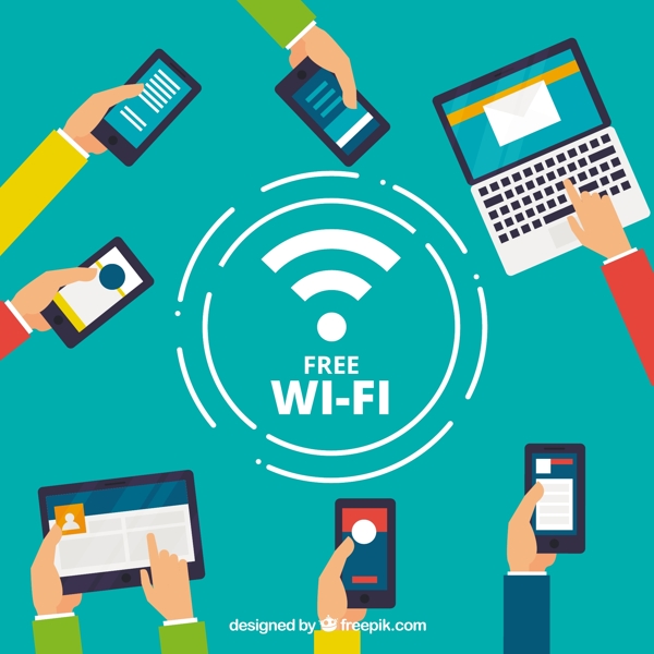 Wifi图标背景与多种无线连接设备