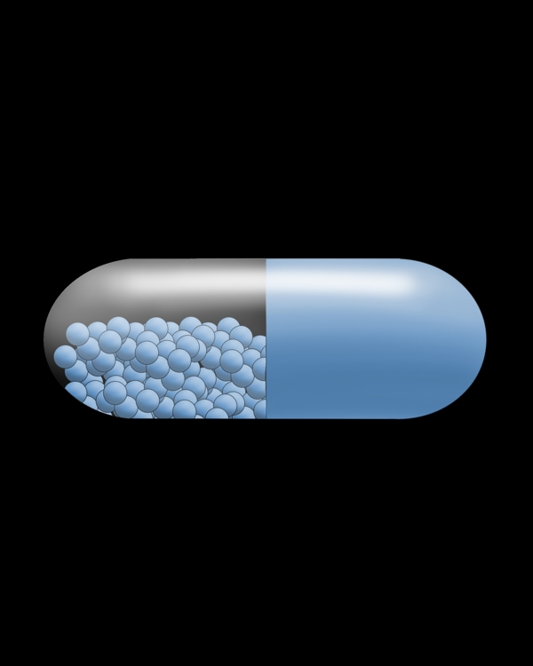 一颗蓝色胶囊药物插画