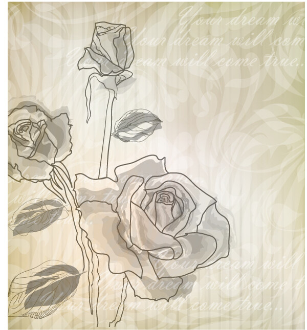 淡雅玫瑰花纹背景矢量图4