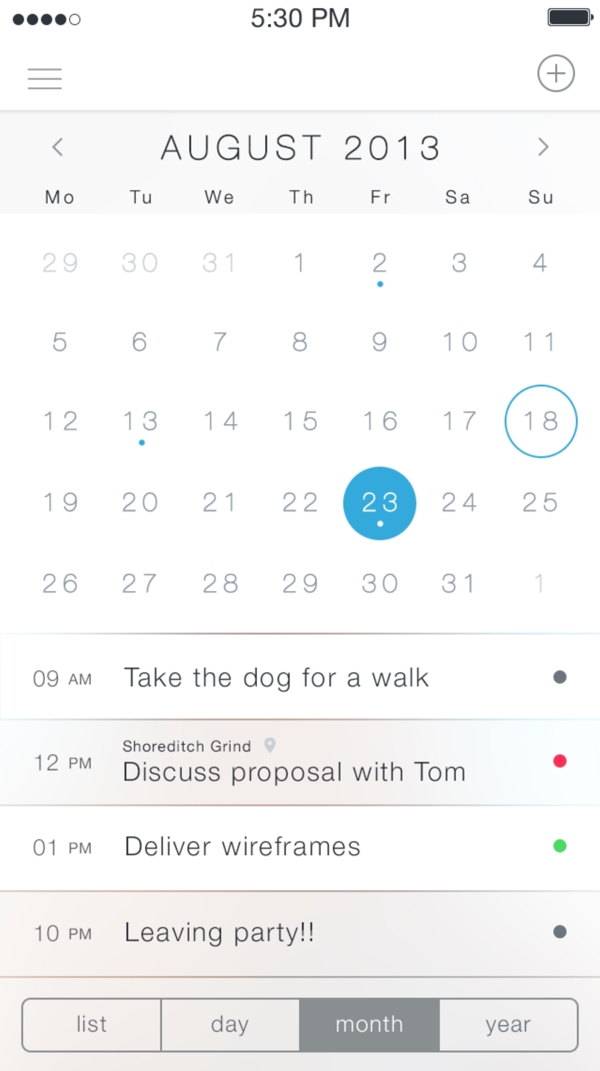 iOS日历手机ui设计