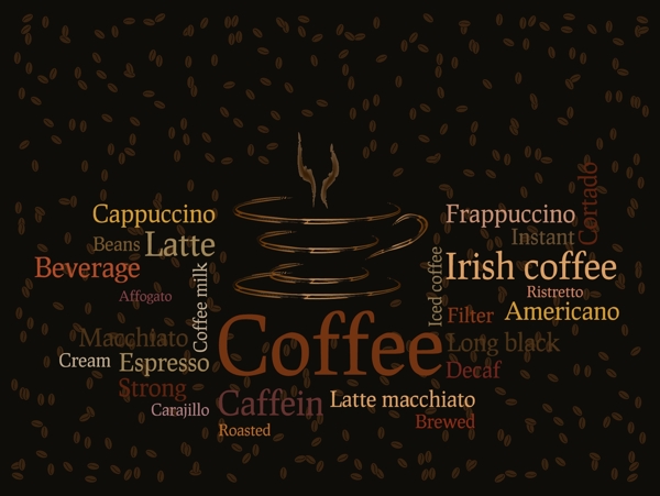 不同的咖啡元素背景矢量集04