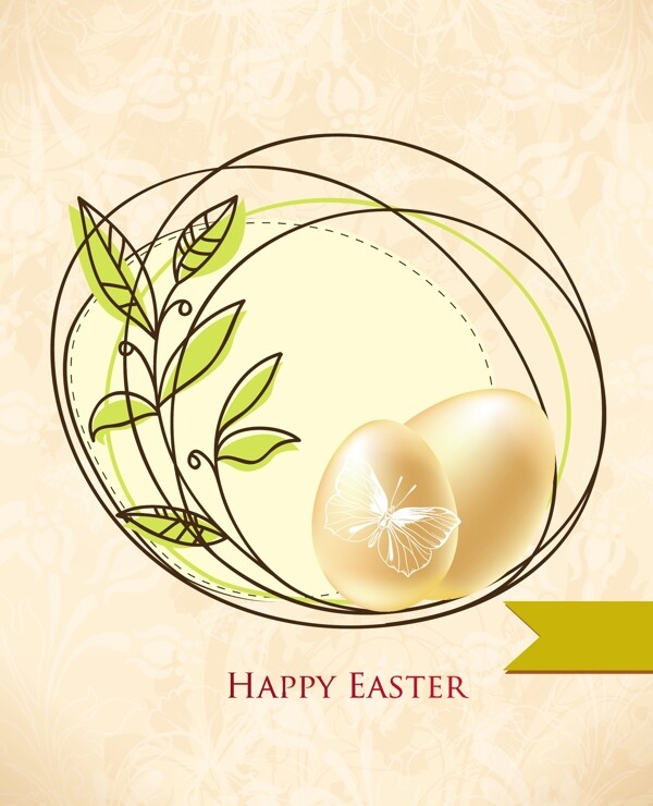 复活节复活节插画矢量框架和鸡蛋