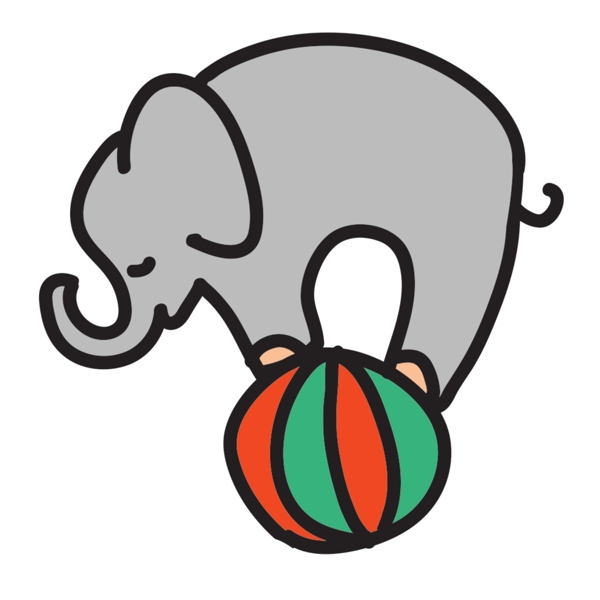 大象玩皮球icon图标设计