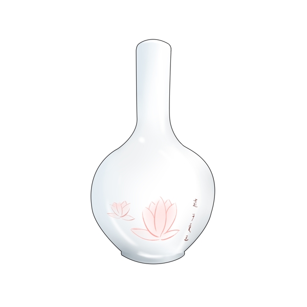 白色的莲花瓷瓶插画