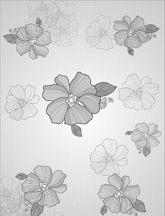 黑白花朵图案图片