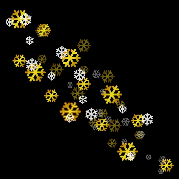 圣诞雪花之随风飞舞的金色白色雪花