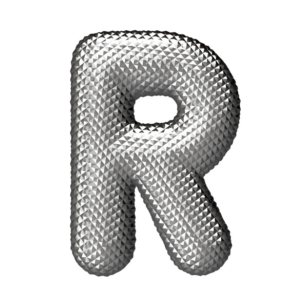 立体银色字母R图片